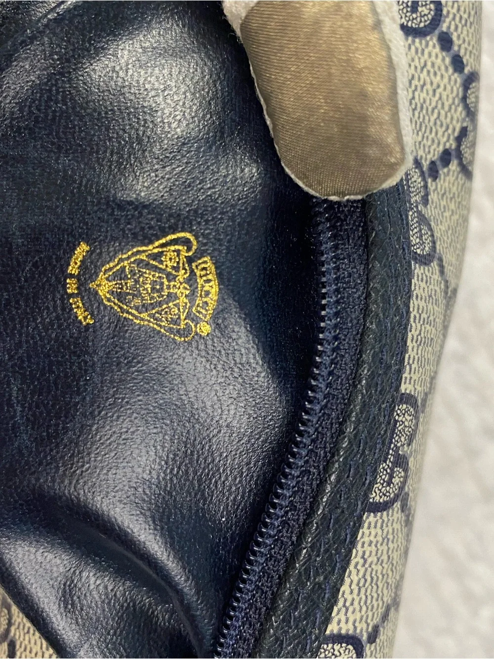 Vintage Gucci navy GG monogram canvas mini pouch